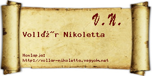 Vollár Nikoletta névjegykártya